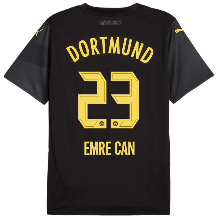 Kids Football Emre Can #23 Black Yellow Away Jersey 2024/25 T-Shirt Australia