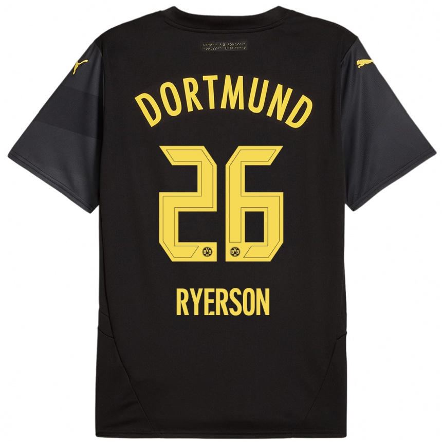 Kids Football Julian Ryerson #26 Black Yellow Away Jersey 2024/25 T-Shirt Australia