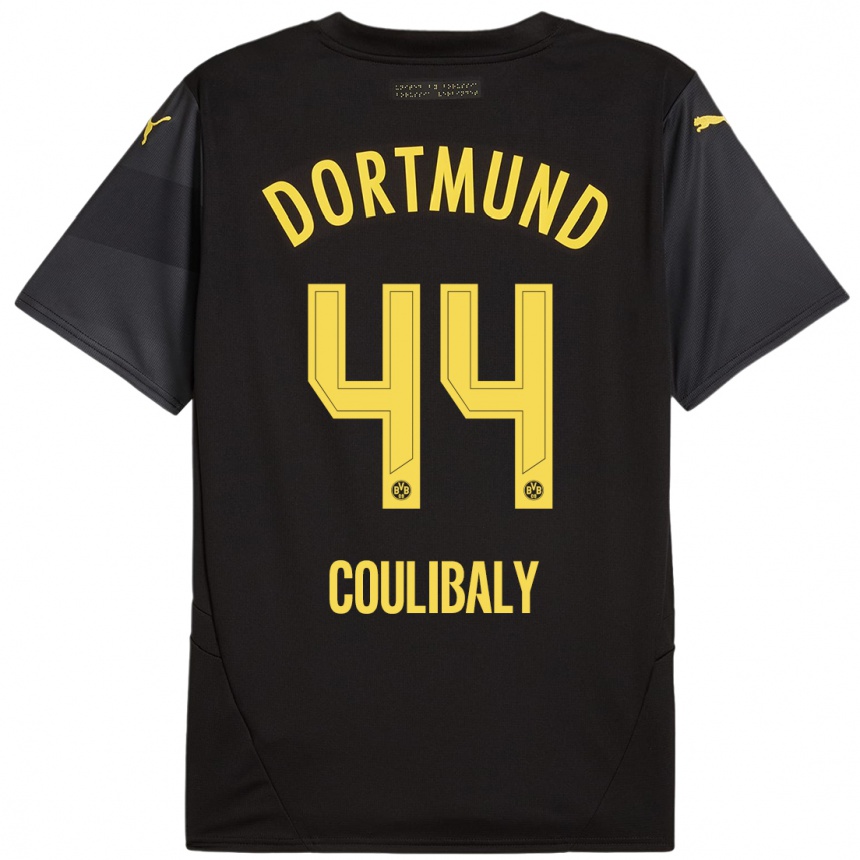 Kids Football Soumaila Coulibaly #44 Black Yellow Away Jersey 2024/25 T-Shirt Australia