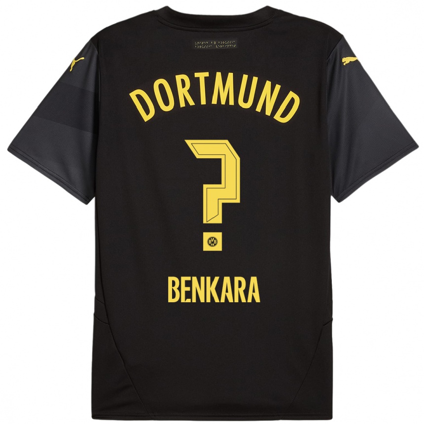 Kids Football Elias Benkara #0 Black Yellow Away Jersey 2024/25 T-Shirt Australia