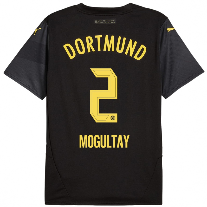 Kids Football Baran Mogultay #2 Black Yellow Away Jersey 2024/25 T-Shirt Australia