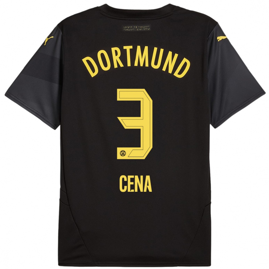 Kids Football Valon Cena #3 Black Yellow Away Jersey 2024/25 T-Shirt Australia