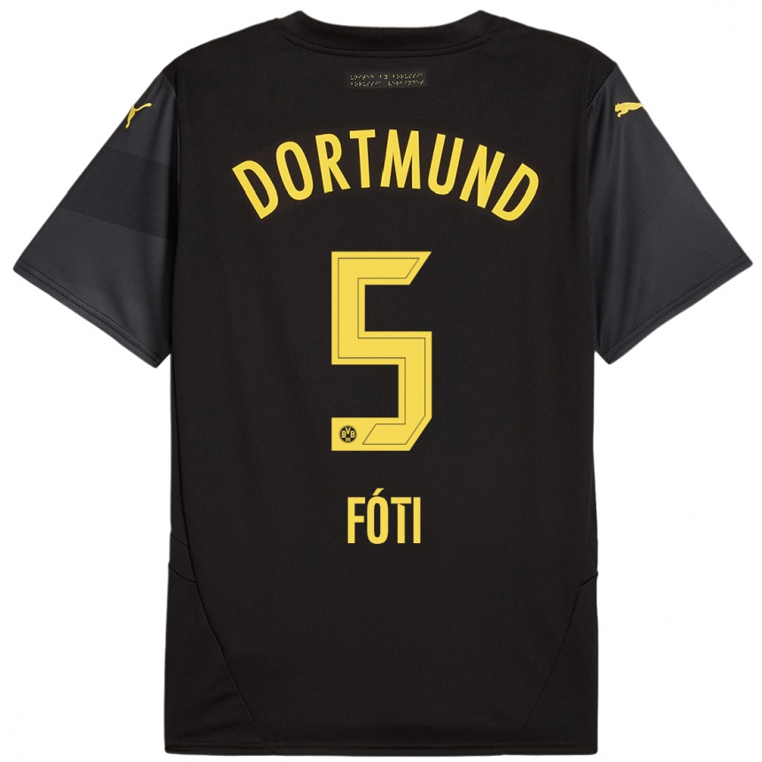 Kids Football António Fóti #5 Black Yellow Away Jersey 2024/25 T-Shirt Australia