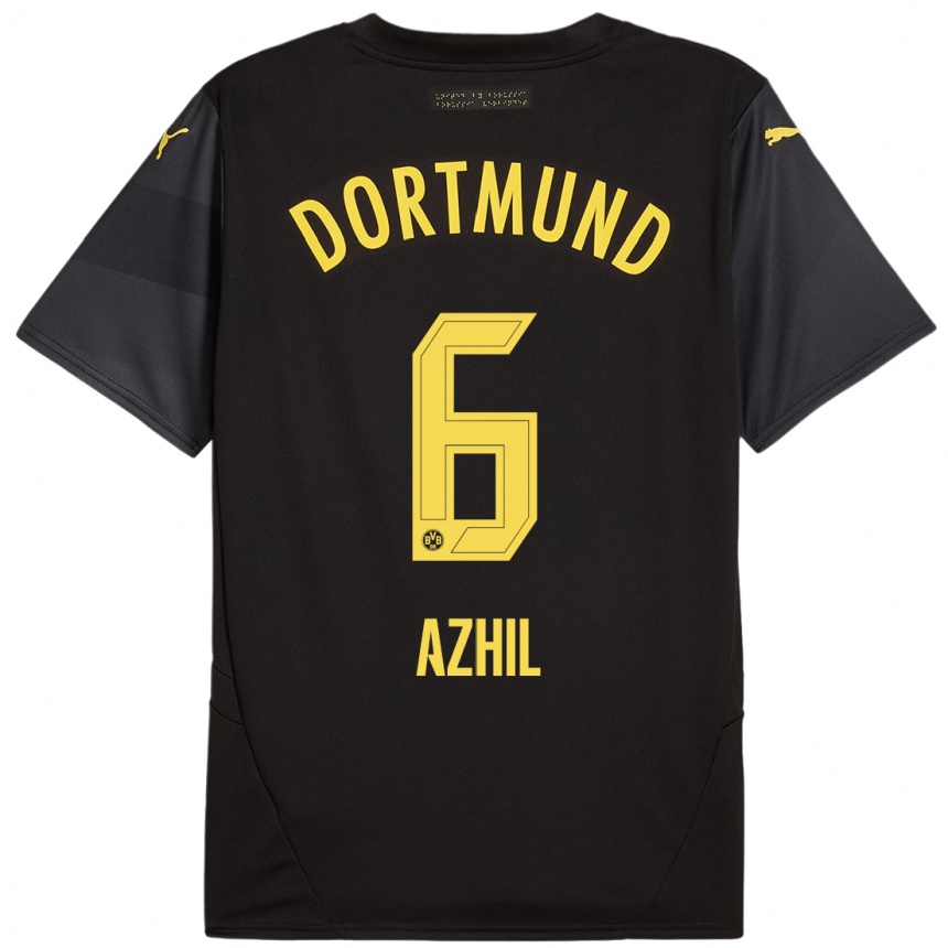 Kids Football Ayman Azhil #6 Black Yellow Away Jersey 2024/25 T-Shirt Australia