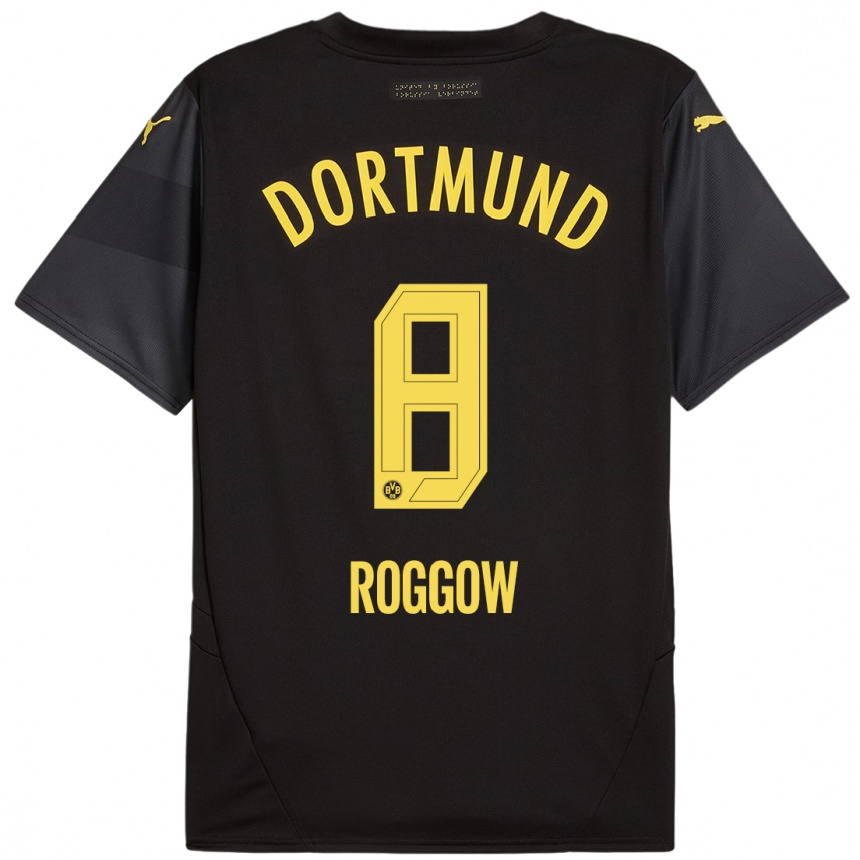 Kids Football Franz Roggow #8 Black Yellow Away Jersey 2024/25 T-Shirt Australia