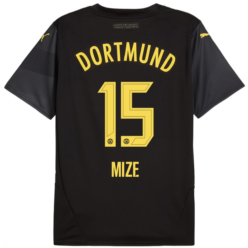 Kids Football Jack Mize #15 Black Yellow Away Jersey 2024/25 T-Shirt Australia