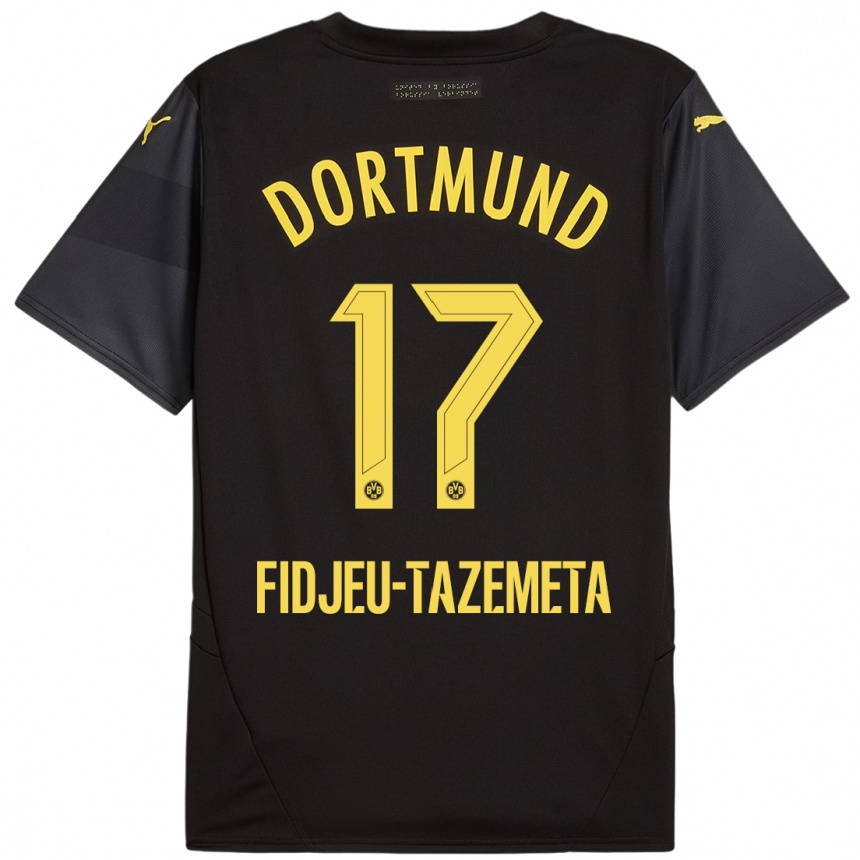 Kids Football Thierry Fidjeu-Tazemeta #17 Black Yellow Away Jersey 2024/25 T-Shirt Australia