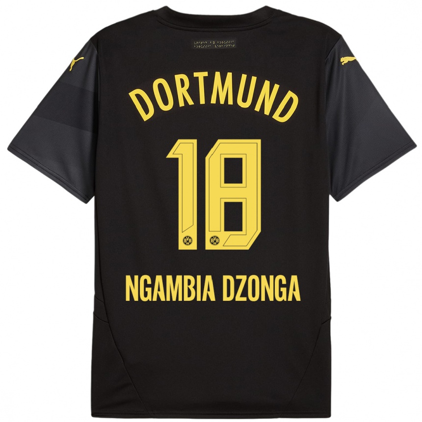 Kids Football Diego Ngambia Dzonga #18 Black Yellow Away Jersey 2024/25 T-Shirt Australia