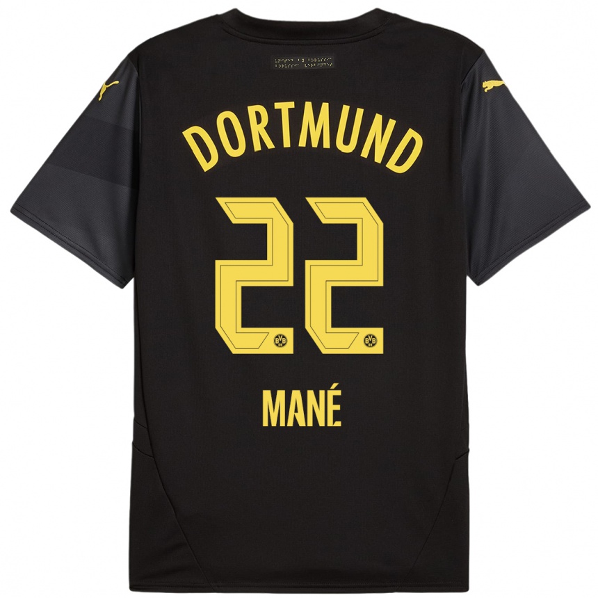 Kids Football Filippo Mané #22 Black Yellow Away Jersey 2024/25 T-Shirt Australia