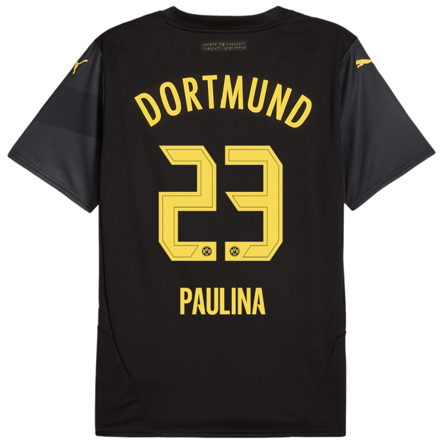 Kids Football Jordi Paulina #23 Black Yellow Away Jersey 2024/25 T-Shirt Australia