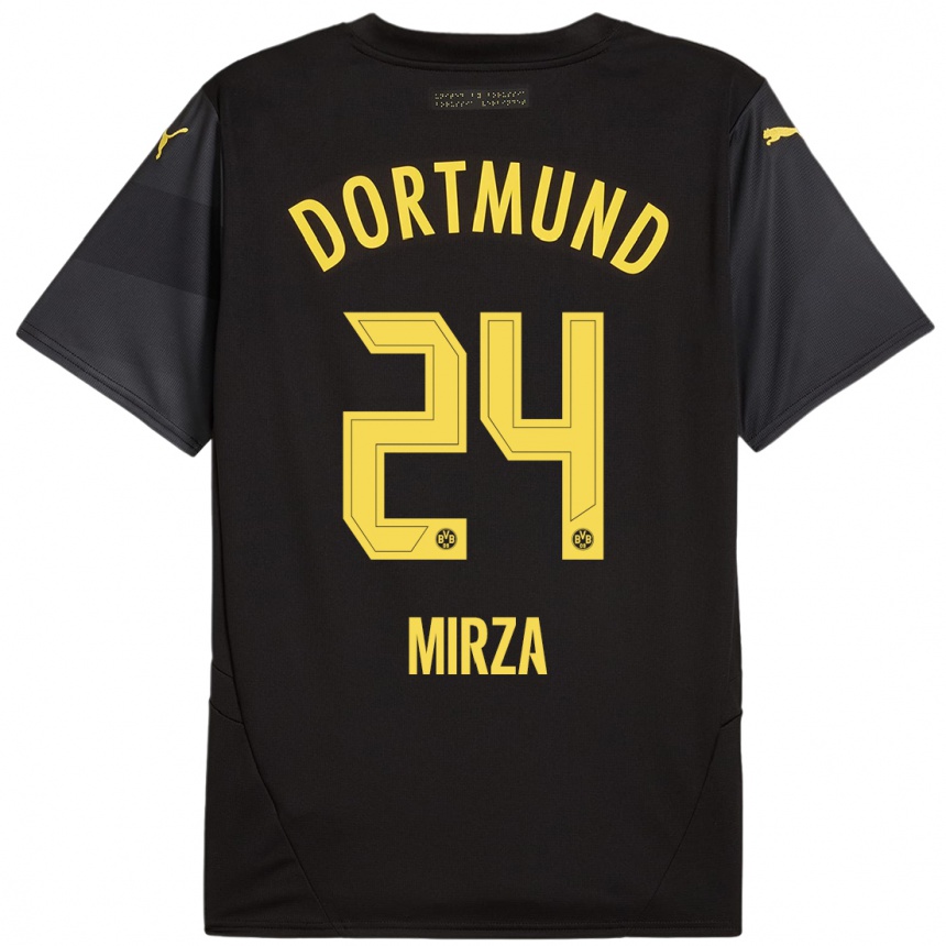 Kids Football Marwan-Omir Mirza #24 Black Yellow Away Jersey 2024/25 T-Shirt Australia