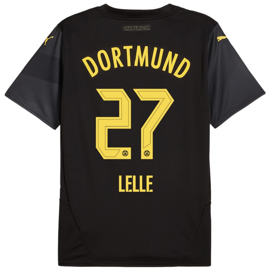 Kids Football David Lelle #27 Black Yellow Away Jersey 2024/25 T-Shirt Australia