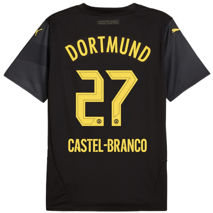 Kids Football Diego Castel-Branco #27 Black Yellow Away Jersey 2024/25 T-Shirt Australia