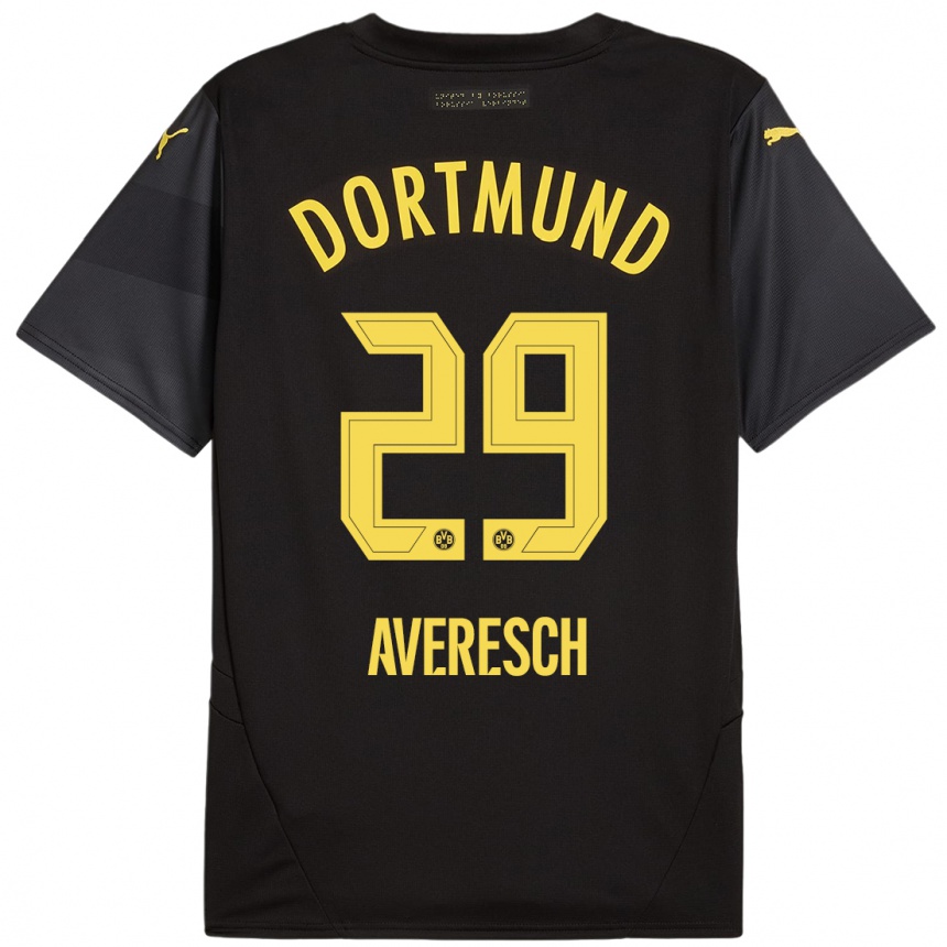 Kids Football Noah Averesch #29 Black Yellow Away Jersey 2024/25 T-Shirt Australia