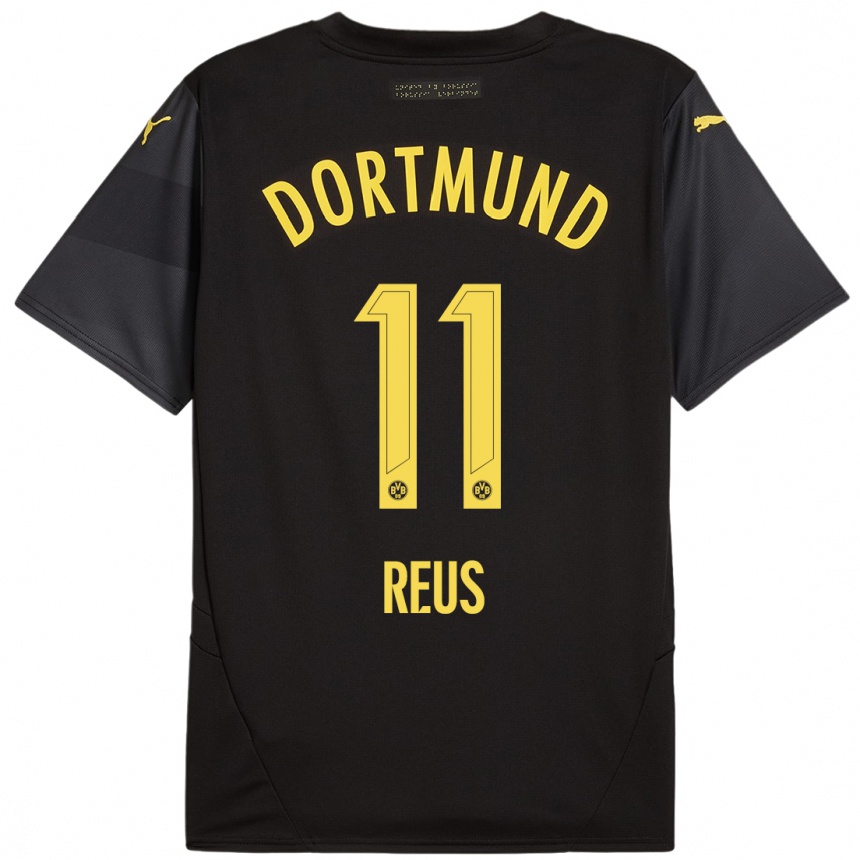 Kids Football Marco Reus #11 Black Yellow Away Jersey 2024/25 T-Shirt Australia