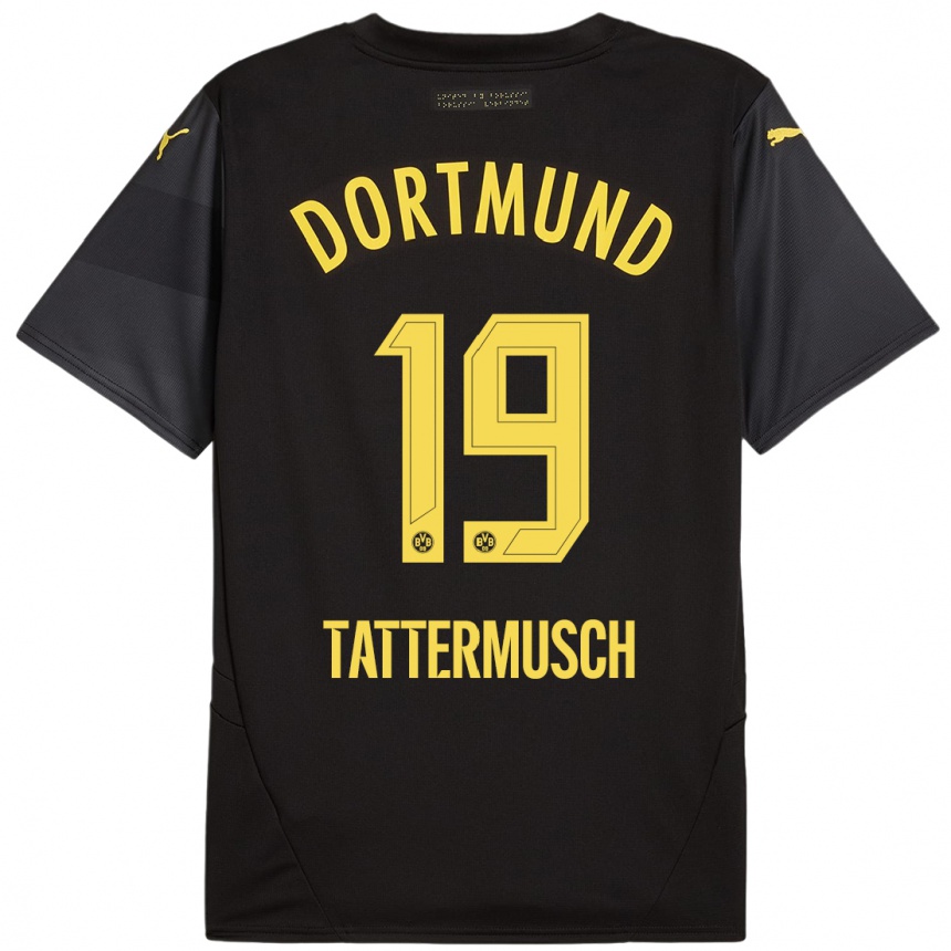 Kids Football Ted Tattermusch #19 Black Yellow Away Jersey 2024/25 T-Shirt Australia