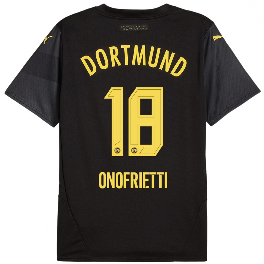 Kids Football Vincenzo Onofrietti #18 Black Yellow Away Jersey 2024/25 T-Shirt Australia