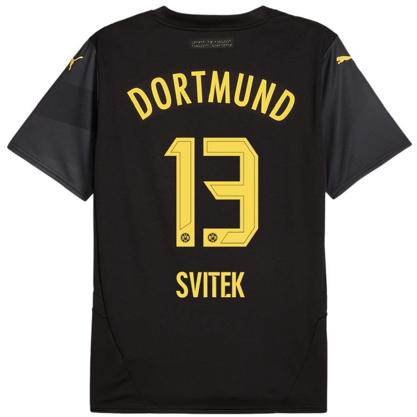 Kids Football Leon Svitek #13 Black Yellow Away Jersey 2024/25 T-Shirt Australia