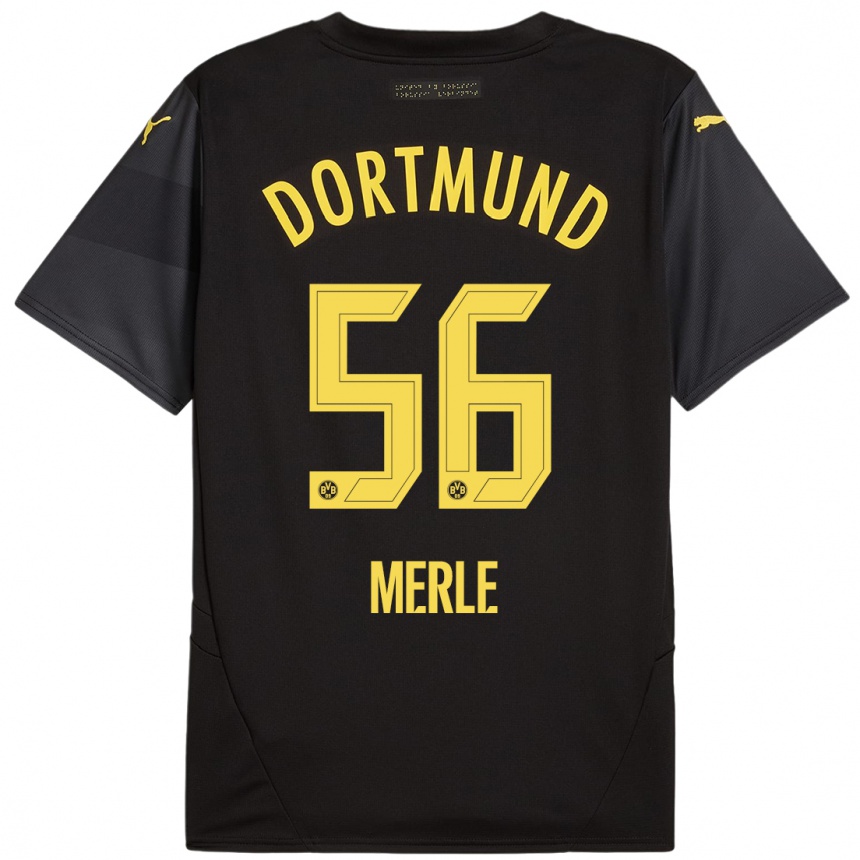 Kids Football Albers Merle #56 Black Yellow Away Jersey 2024/25 T-Shirt Australia