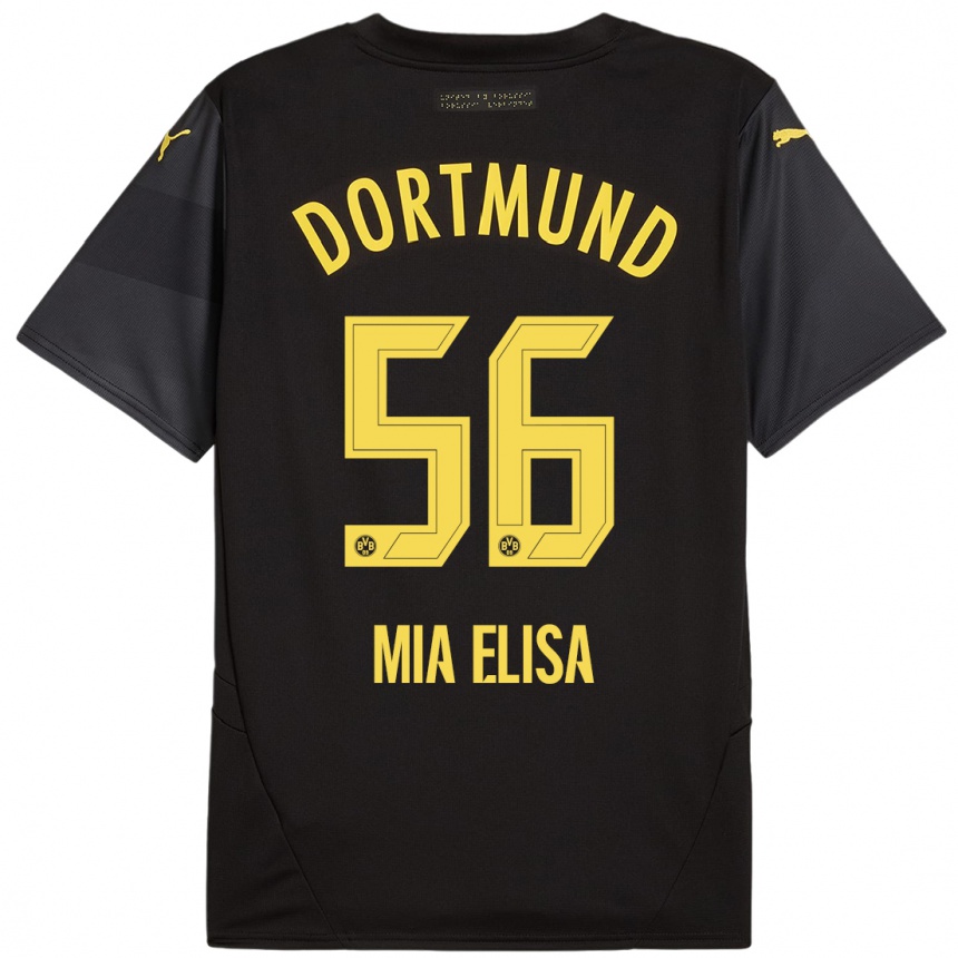 Kids Football Bomnuter Mia Elisa #56 Black Yellow Away Jersey 2024/25 T-Shirt Australia