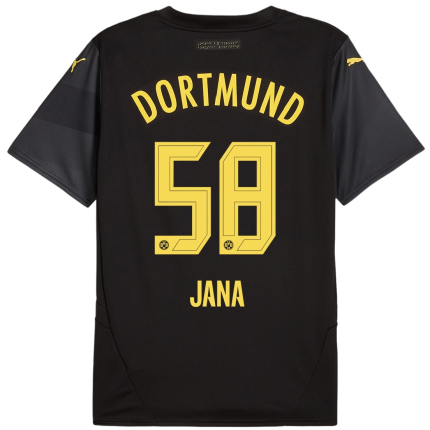 Kids Football Nordberg Jana #58 Black Yellow Away Jersey 2024/25 T-Shirt Australia