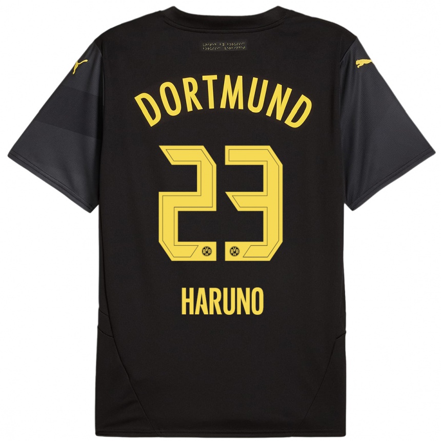 Kids Football Sasaki Haruno #23 Black Yellow Away Jersey 2024/25 T-Shirt Australia