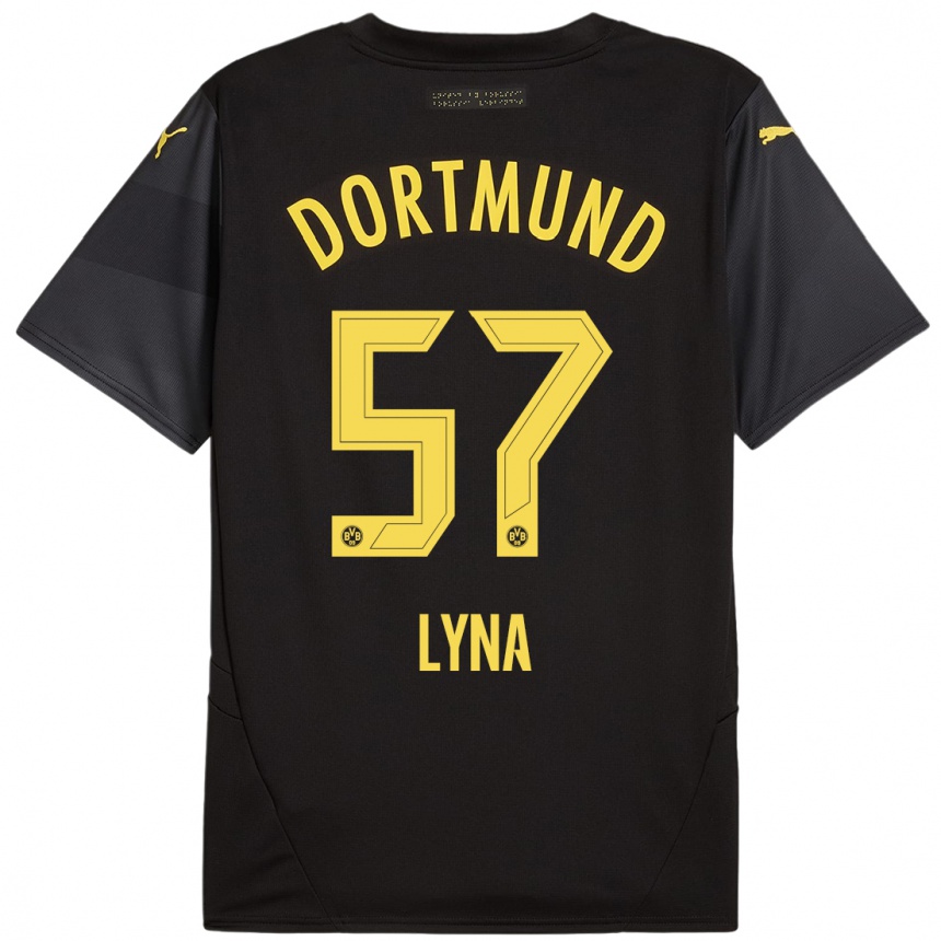 Kids Football Schwarz Lyna #57 Black Yellow Away Jersey 2024/25 T-Shirt Australia