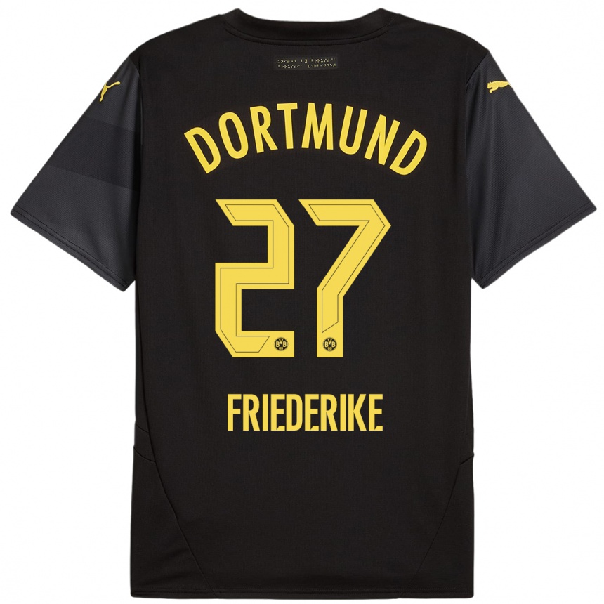 Kids Football Burczik Friederike #27 Black Yellow Away Jersey 2024/25 T-Shirt Australia