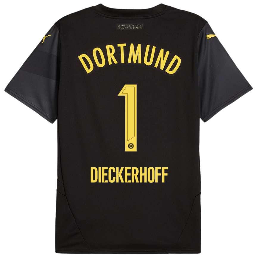 Kids Football Max Dieckerhoff #1 Black Yellow Away Jersey 2024/25 T-Shirt Australia