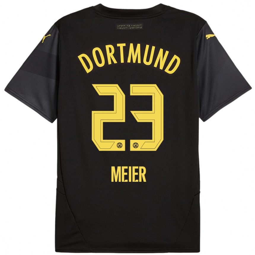 Kids Football Maximilian Meier #23 Black Yellow Away Jersey 2024/25 T-Shirt Australia