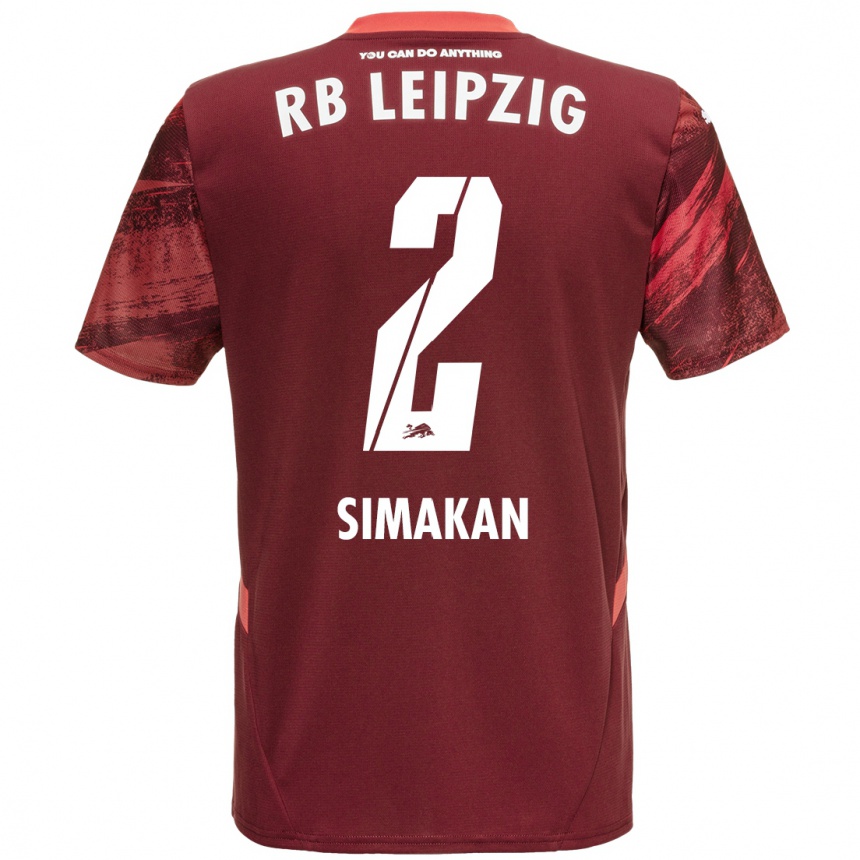 Kids Football Mohamed Simakan #2 Burgundy Away Jersey 2024/25 T-Shirt Australia