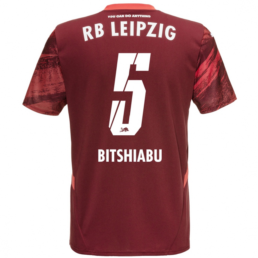 Kids Football El Chadaille Bitshiabu #5 Burgundy Away Jersey 2024/25 T-Shirt Australia