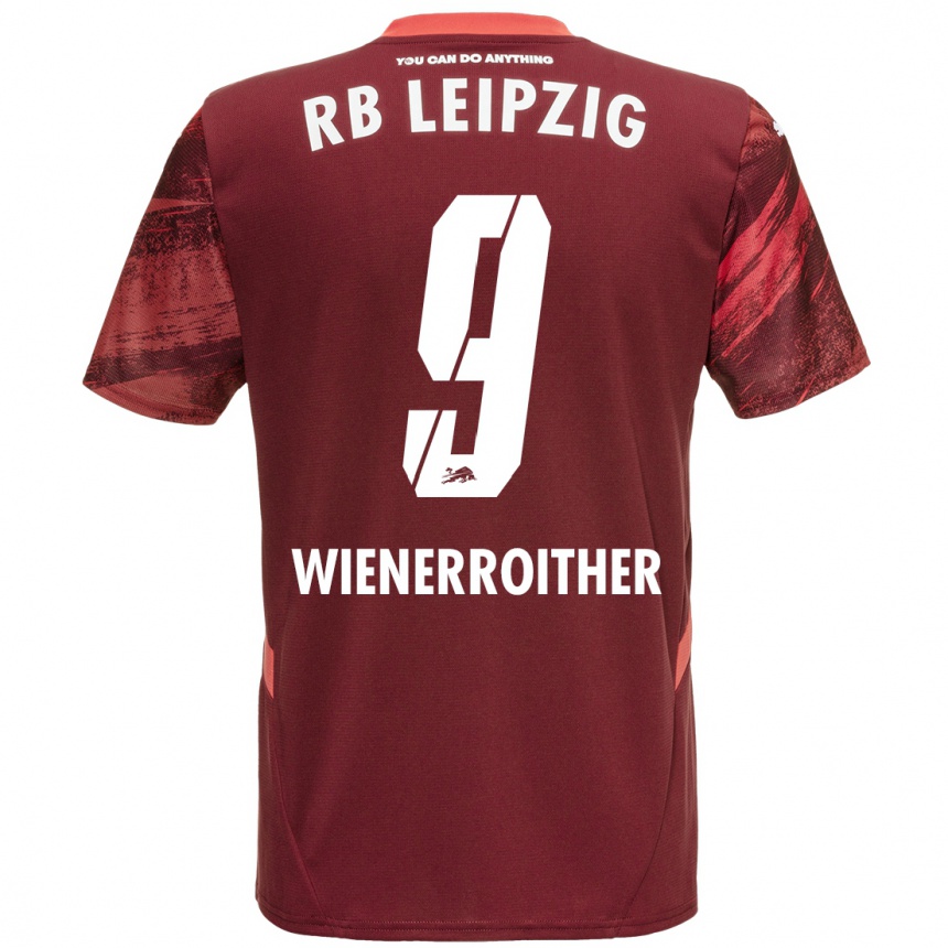 Kids Football Katja Wienerroither #9 Burgundy Away Jersey 2024/25 T-Shirt Australia