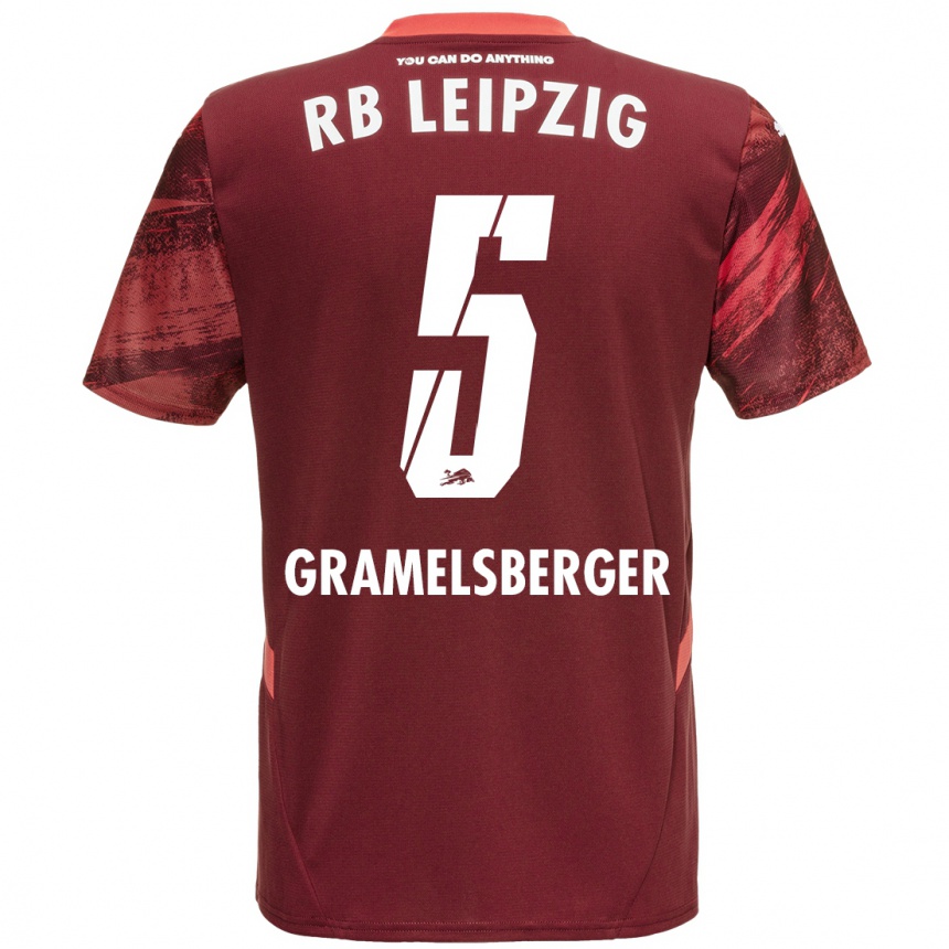 Kids Football Lennert Gramelsberger #5 Burgundy Away Jersey 2024/25 T-Shirt Australia