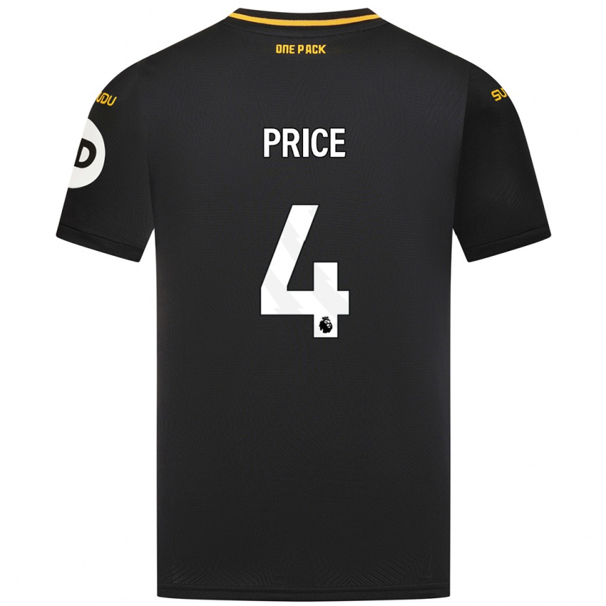 Kids Football Anna Price #4 Black Away Jersey 2024/25 T-Shirt Australia