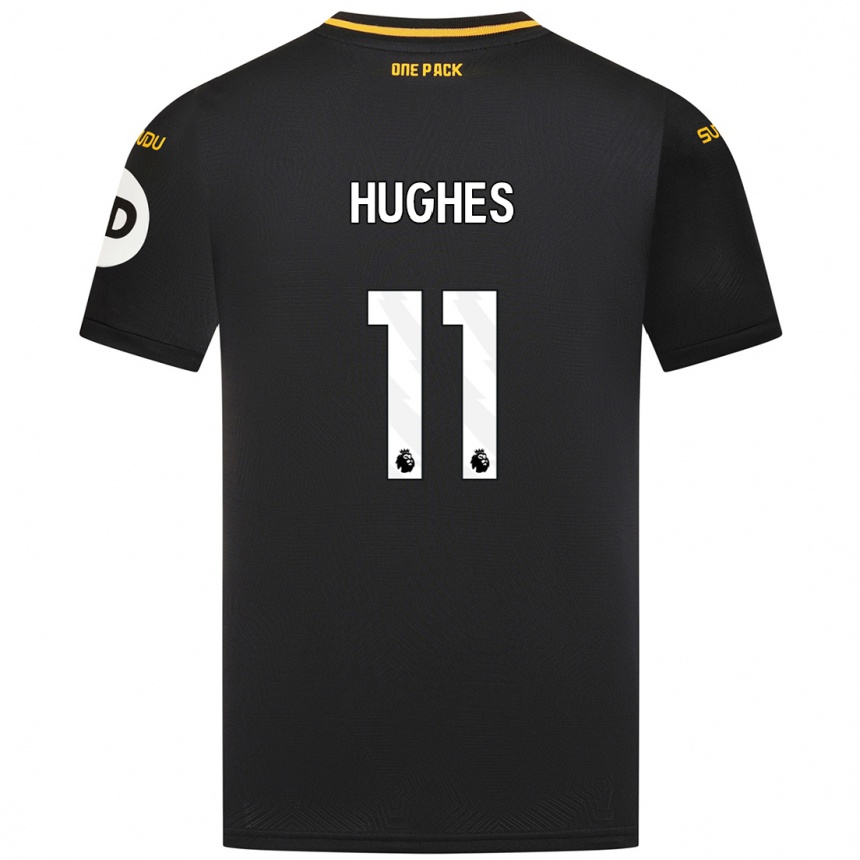 Kids Football Amber Hughes #11 Black Away Jersey 2024/25 T-Shirt Australia