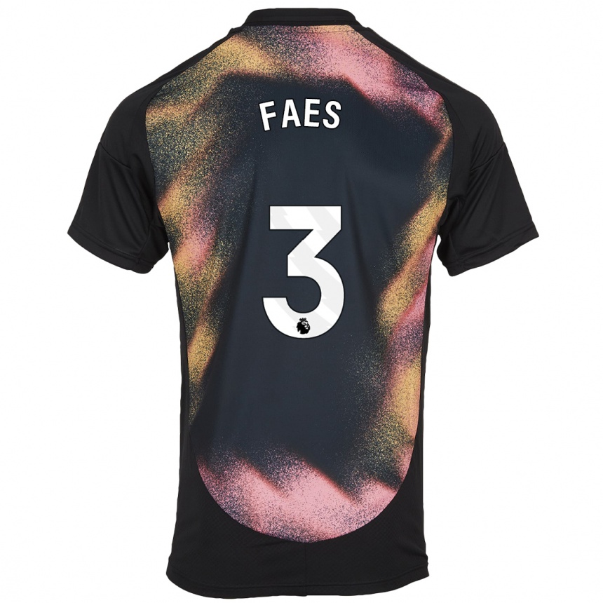 Kids Football Wout Faes #3 Black White Away Jersey 2024/25 T-Shirt Australia