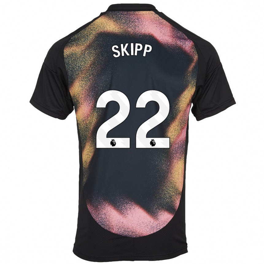 Kids Football Oliver Skipp #22 Black White Away Jersey 2024/25 T-Shirt Australia