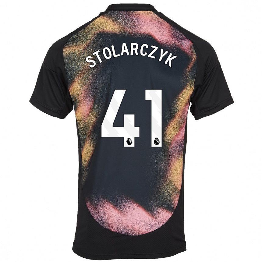 Kids Football Jakub Stolarczyk #41 Black White Away Jersey 2024/25 T-Shirt Australia