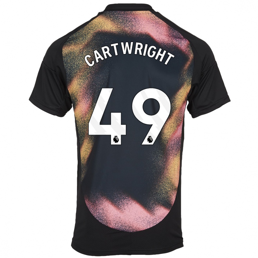 Kids Football Henry Cartwright #49 Black White Away Jersey 2024/25 T-Shirt Australia