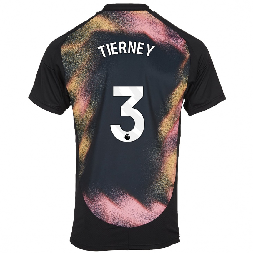 Kids Football Sam Tierney #3 Black White Away Jersey 2024/25 T-Shirt Australia