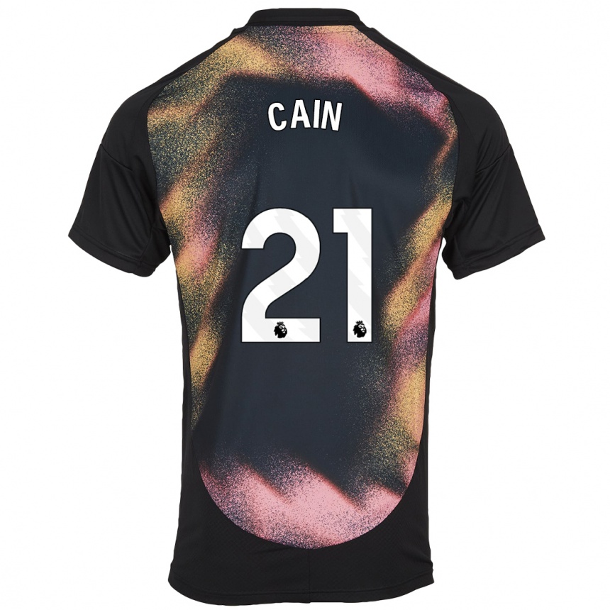 Kids Football Hannah Cain #21 Black White Away Jersey 2024/25 T-Shirt Australia