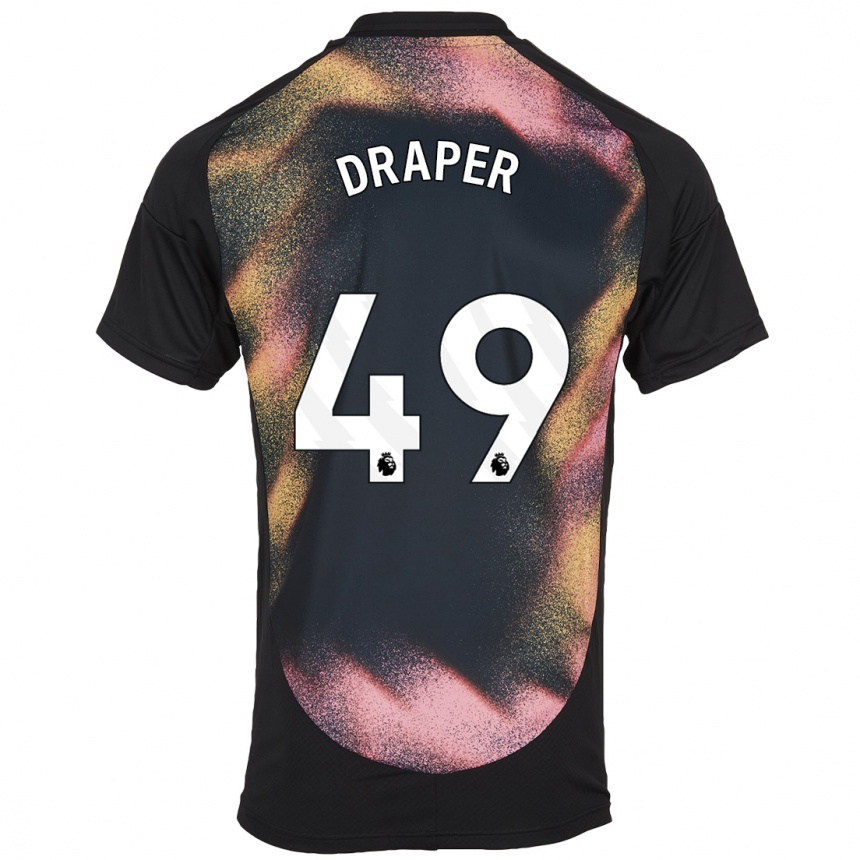 Kids Football Denny Draper #49 Black White Away Jersey 2024/25 T-Shirt Australia