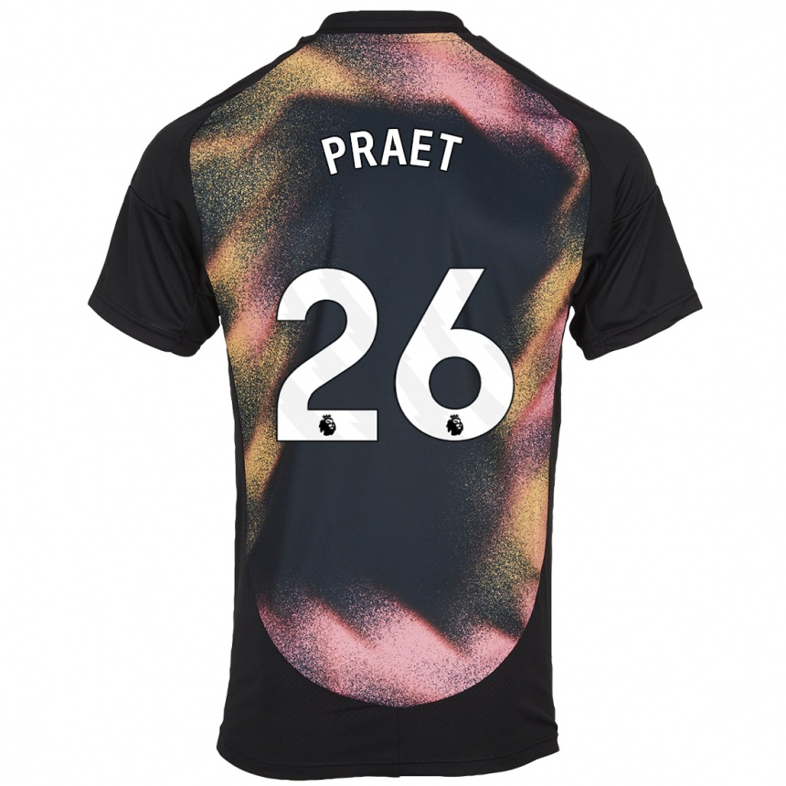 Kids Football Dennis Praet #26 Black White Away Jersey 2024/25 T-Shirt Australia