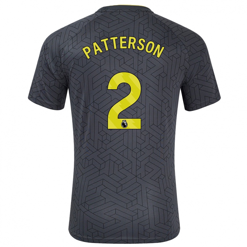 Kids Football Nathan Patterson #2 Black Yellow Away Jersey 2024/25 T-Shirt Australia