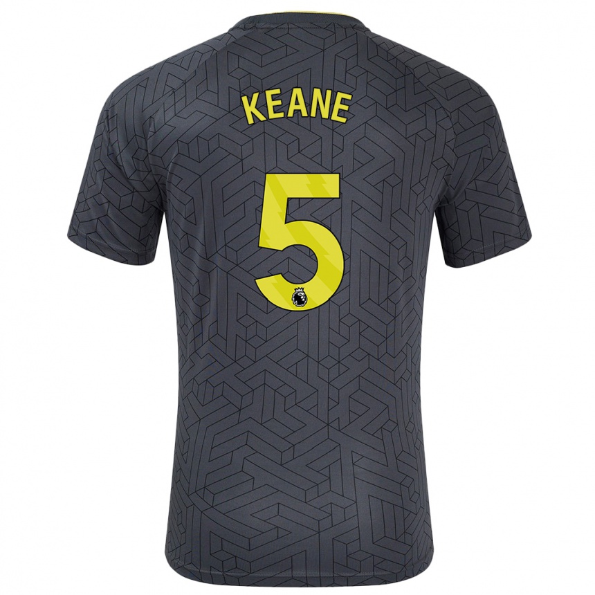 Kids Football Michael Keane #5 Black Yellow Away Jersey 2024/25 T-Shirt Australia