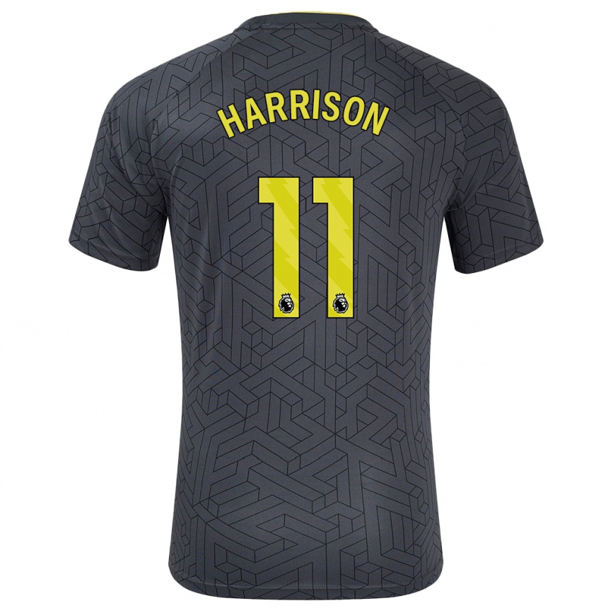 Kids Football Jack Harrison #11 Black Yellow Away Jersey 2024/25 T-Shirt Australia