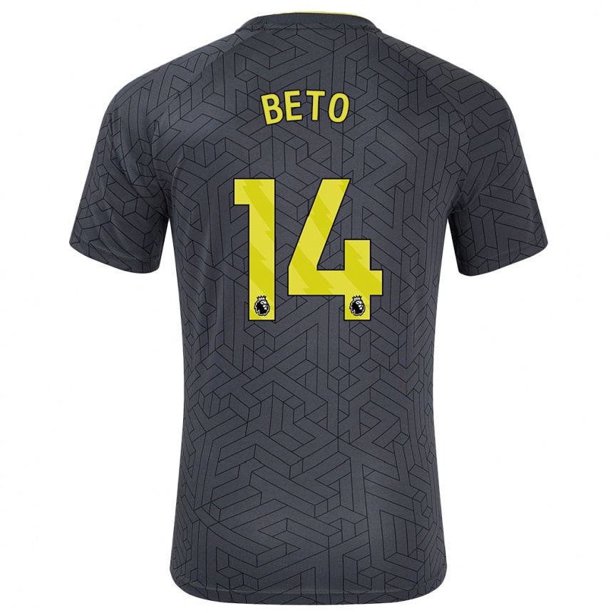 Kids Football Beto #14 Black Yellow Away Jersey 2024/25 T-Shirt Australia