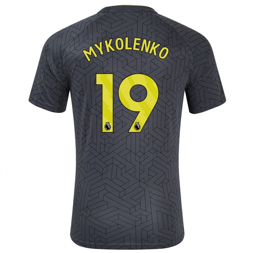 Kids Football Vitaliy Mykolenko #19 Black Yellow Away Jersey 2024/25 T-Shirt Australia