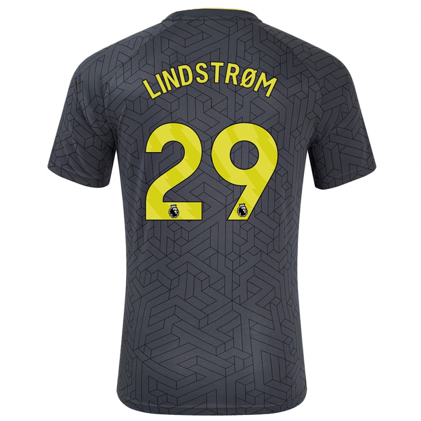 Kids Football Jesper Lindstrøm #29 Black Yellow Away Jersey 2024/25 T-Shirt Australia